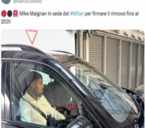 记者：迈尼昂已经前往米兰总部签署续约合同，新约至2031年