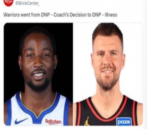 庫(kù)明加換成波津！美媒調(diào)侃：勇士DNP的原因從教練決定生病