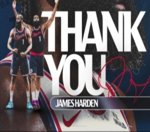 快船感謝哈登：歷史上最優(yōu)秀的球員之一你永遠(yuǎn)都是快船一份子！