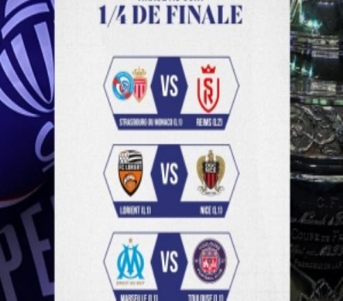 法國杯14決賽對陣：洛里昂VS尼斯馬賽VS圖盧茲里昂VS朗斯