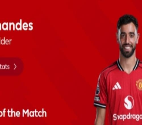 1進球+5關鍵傳球，英超官方：B費當選曼聯20熱刺全場最佳球員