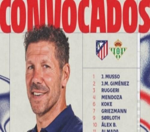 馬競對陣貝蒂斯大名單：盧克曼、阿爾瓦雷斯、瑟爾洛特在列