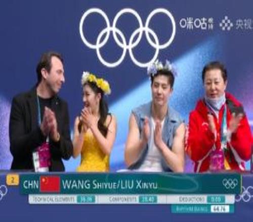 花滑冰舞韻律舞階段：王詩玥柳鑫宇64.76分，無緣冰舞自由舞階段