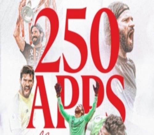 阿利松迎來英超第250場里程碑，利物浦官方發(fā)圖祝賀