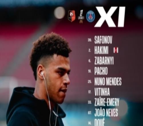 巴黎客戰(zhàn)雷恩首發(fā)：阿什拉夫、登貝萊、杜埃出戰(zhàn)