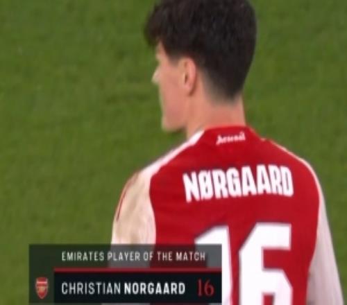 1助攻4搶斷，諾爾高當(dāng)選阿森納40維岡競技一役全場最佳