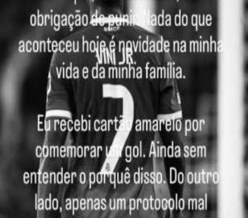 維尼修斯：發(fā)生的一切都不是新鮮事因進球慶祝染黃我至今不理解