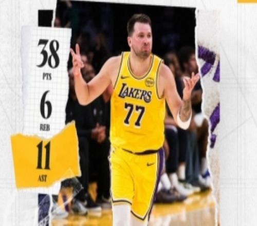 合砍67分！湖人官方發(fā)布東契奇和里夫斯本場數(shù)據(jù)海報(bào)