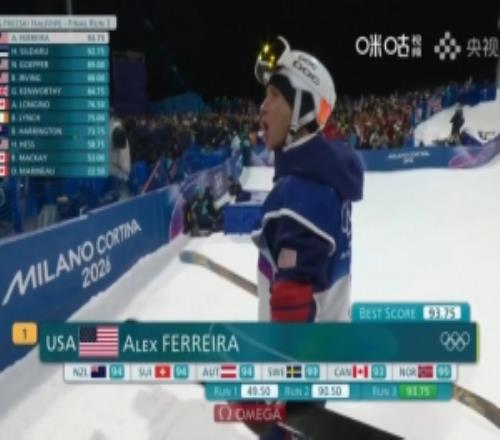 男子U型池技巧決賽：美國(guó)選手費(fèi)雷拉奪金，實(shí)現(xiàn)冬奧金銀銅大滿貫