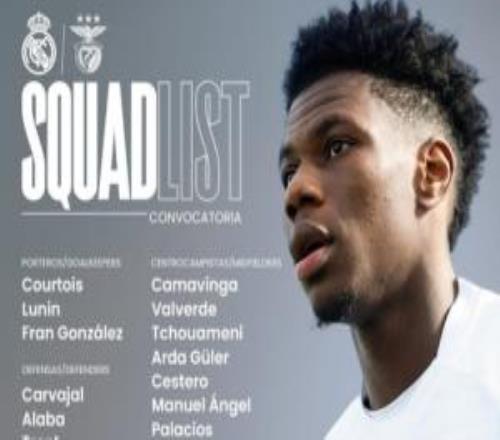 皇馬戰(zhàn)本菲卡名單：姆巴佩、赫伊森傷缺！維尼修斯、巴爾韋德在列