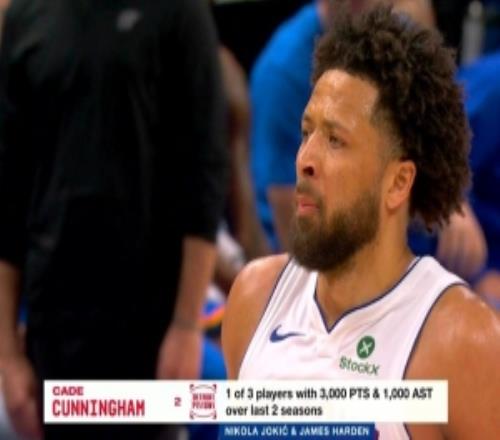 聯(lián)盟僅3人在近2個賽季合計拿到3000分1000助：坎寧安哈登約基奇