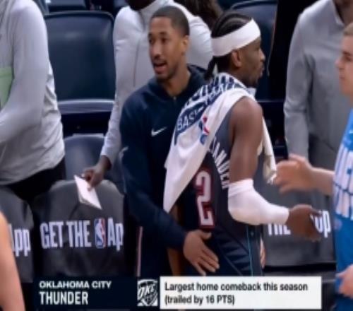 絕地反擊！雷霆最多落后掘金16分創(chuàng)球隊本賽季主場最大分差逆轉(zhuǎn)