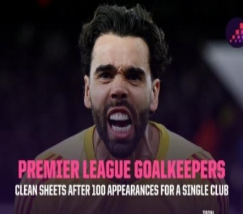 拉亞代表阿森納出戰(zhàn)100場英超聯(lián)賽，其中有43場零封