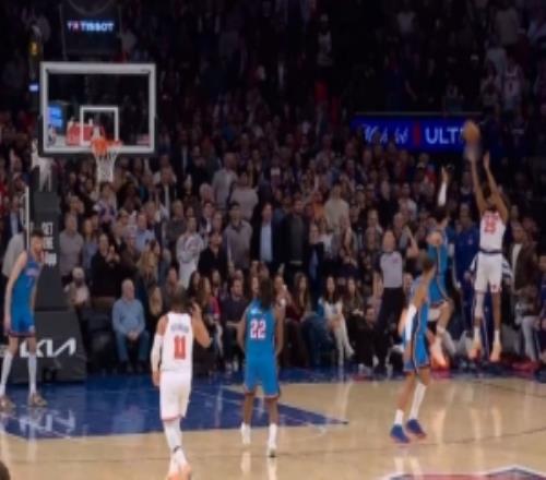 反超了！布里奇斯底角三分命中尼克斯第三節4027凈勝雷霆13分