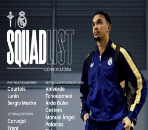 皇馬對陣塞爾塔名單：阿森西奧回歸，姆巴佩、貝林等10人缺席