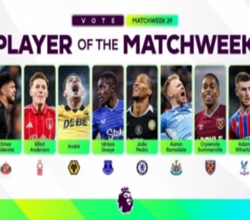 英超第29輪最佳候選：若昂佩德羅、拉姆斯代爾、亞當(dāng)沃頓在列
