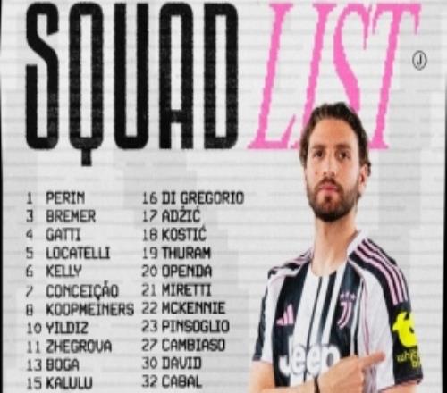 尤文對陣比薩大名單：伊爾迪茲領(lǐng)銜進(jìn)攻線，弗拉霍維奇缺席