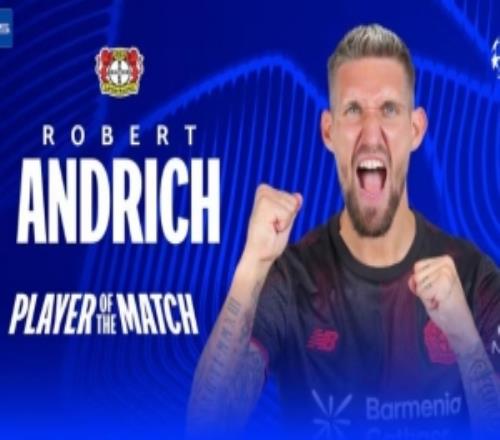 打進本隊唯一進球！安德里希當選勒沃庫森11阿森納一役全場最佳