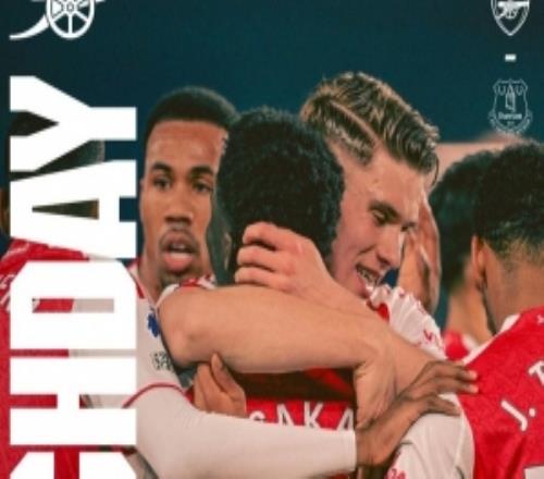 劍指三分！阿森納發(fā)布對陣埃弗頓海報，薩卡、約克雷斯等球員出鏡