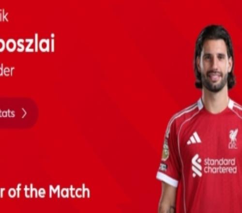 任意球破門，英超官方：索博斯洛伊當(dāng)選利物浦11熱刺全場(chǎng)最佳