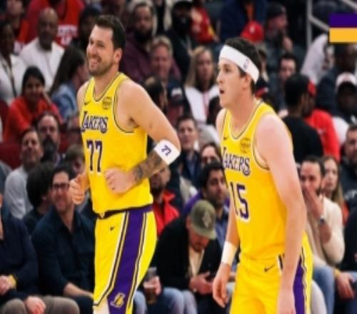 六連勝！湖人發(fā)布贏球海報(bào)：封面人物為東契奇+里夫斯