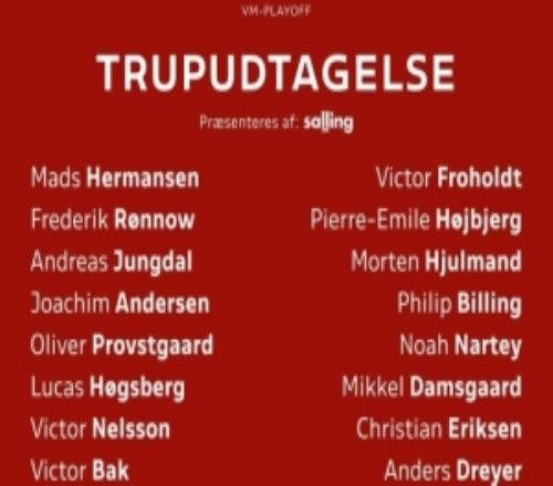 世預賽附加賽戰北馬其頓，丹麥名單：埃里克森、霍伊倫在列