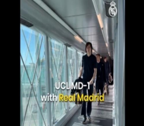 皇馬官推曬曼市第一天：出發(fā)抵達賽前發(fā)布會賽前訓練