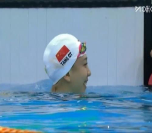 唐錢婷游出29秒49的成績，刷新女子50米蛙泳亞洲紀錄