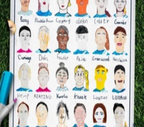 曼城女足社媒曬對陣熱刺創(chuàng)意海報：孩子們手繪的球員名單