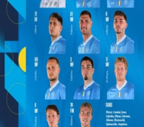 卡利亞里VS那不勒斯首發(fā)：德布勞內(nèi)、麥克托米奈出戰(zhàn)，盧卡庫替補