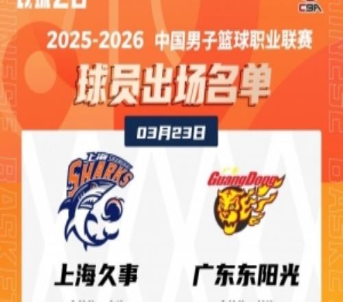 上海VS廣東大名單：雙方四外援張鎮麟+大王徐杰+胡明軒各自領銜