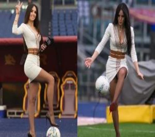 脚法如何26岁DAZN美女主持穿连衣裙+高跟鞋在罗马主场踢球