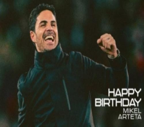阿爾特塔迎來44歲生日，阿森納官推發(fā)文祝福：生日快樂！