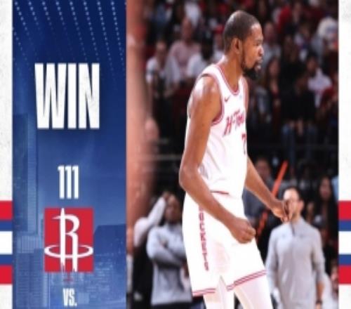 輕取27分6板8助正負值+28！火箭今日贏球海報：杜蘭特緊握雙拳