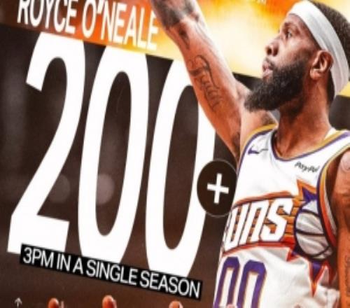 羅伊斯奧尼爾單賽季三分命中數(shù)達到200太陽隊史第六人