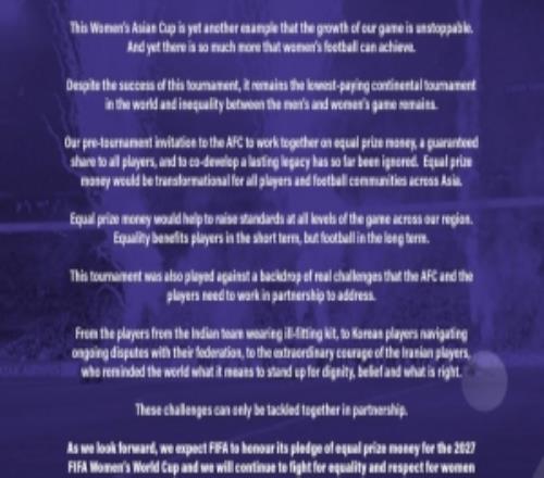澳大利亞女足和日本女足共同發(fā)表聲明，要求提高女足賽事獎金