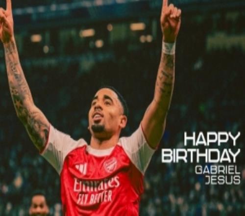 阿森納祝熱蘇斯29歲生日快樂，球員加盟以來出戰(zhàn)117場31球22助