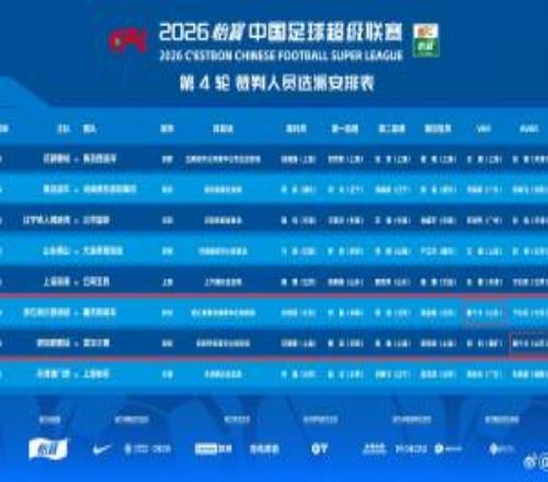 啟用視頻裁判遠程中心戴弋戈周日參與2場中超執(zhí)法杭州深圳各1場