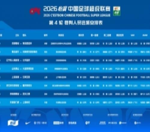 官方：中超第4轮5个赛区将启用视频裁判远程中心