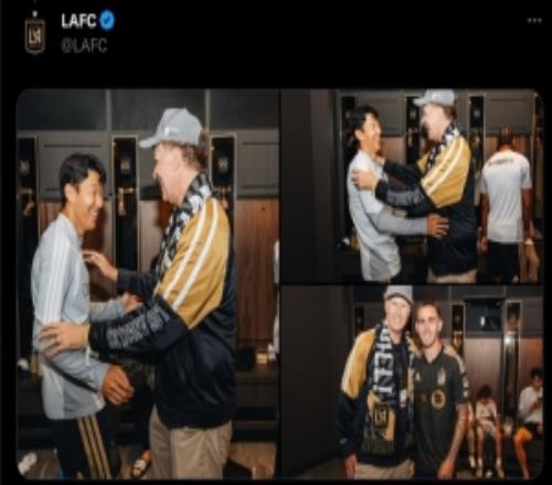 喜劇演員、洛杉磯FC股東法瑞爾賽后來(lái)到更衣室，與孫興慜見(jiàn)面