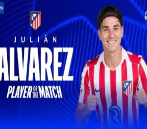 任意球世界波！阿爾瓦雷斯當(dāng)選馬競20巴薩一役全場最佳