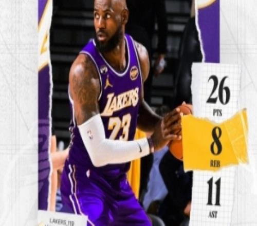老而彌堅(jiān)！湖人官方發(fā)布詹姆斯本場數(shù)據(jù)海報(bào)：26+8+11