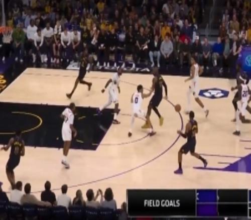 顺水推舟！詹姆斯写意背传八村塁三分洞穿篮心