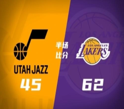 湖人半场6245领先爵士詹姆斯18+4+6+3断八村塁18+7