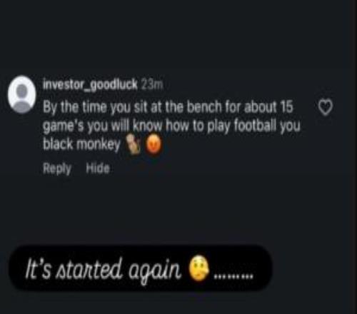 塞梅尼奧遭種族歧視辱罵：你這黑猴子，替補15場就知道怎么踢球了