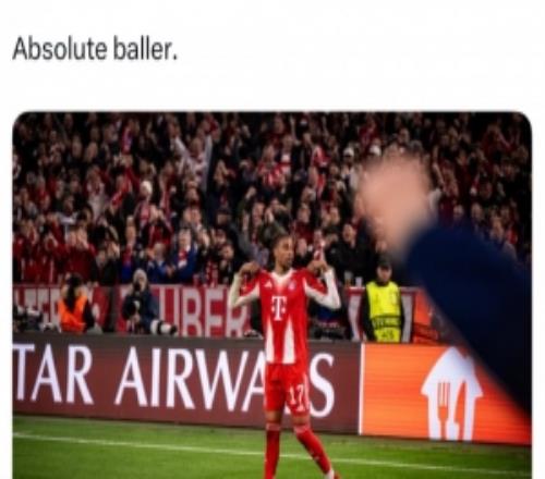 破門+獲評全場最佳，拜仁官推曬奧利塞慶祝照：絕對球星級表現(xiàn)