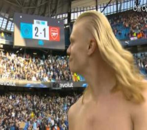 魔人切換金發(fā)美人形態(tài)！賽后哈蘭德脫去上衣散開長發(fā)盡情慶祝！