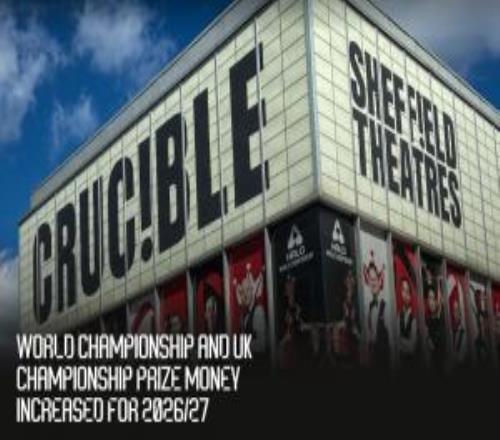 官方：2027斯諾克世錦賽冠軍獎(jiǎng)金62.5萬鎊！總獎(jiǎng)金300萬增長25%