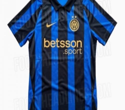 国米新赛季主场球衣谍照：经典蓝黑相间，蓝色条纹有锯齿设计