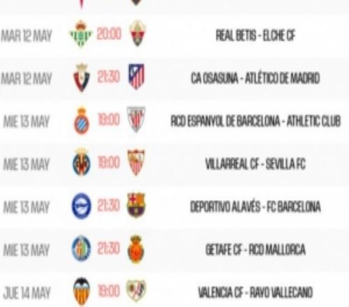 西甲第36輪賽程：巴薩5月14日客戰(zhàn)阿拉維斯皇馬15日主戰(zhàn)奧維耶多